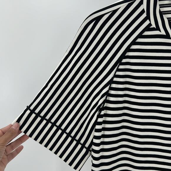 Lafayette 148 black white full zip half sleeve office preppy jacket size M - Picture 5 of 8